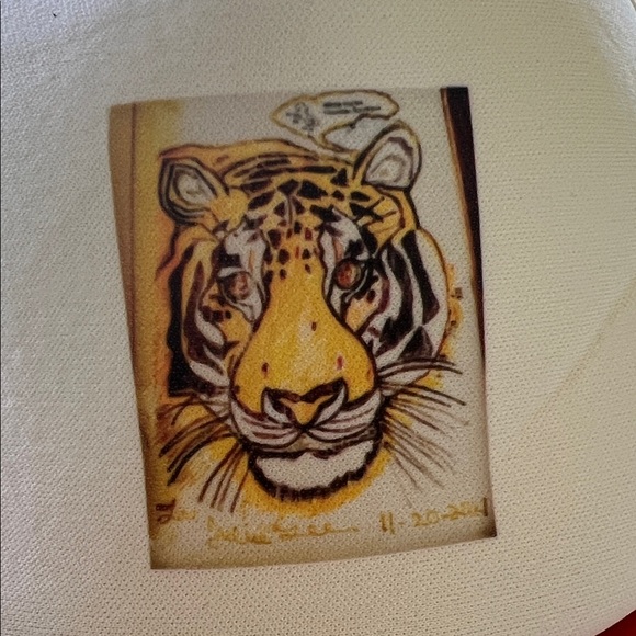 Red, White Tiger Art Trucker Hat by Author of A Voice From The White Horse book. - Picture 3 of 6